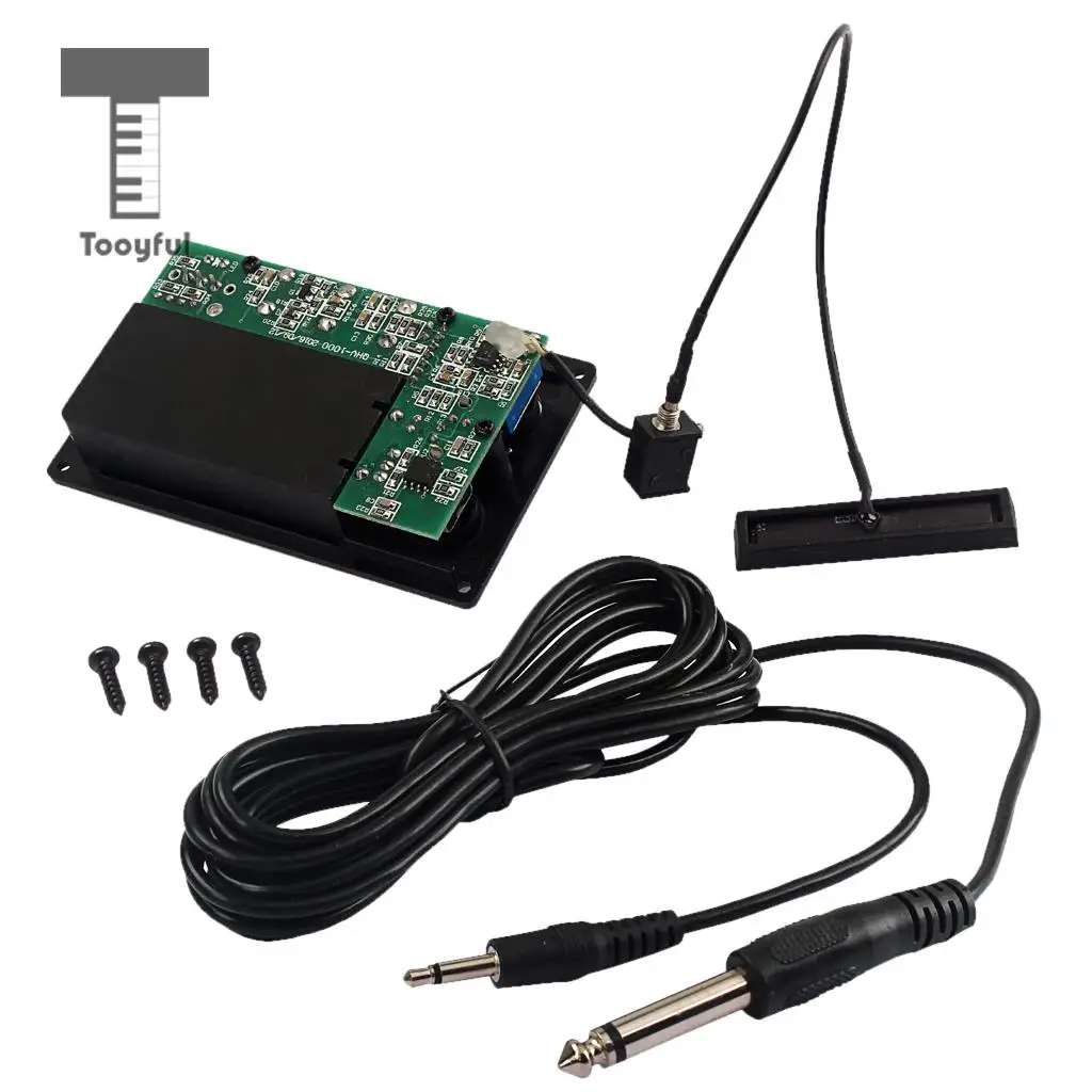 Tooyful Durable Metal Electric Violin Silent EQ Piezo Pickup Transducer with Cable Electronic Violin Parts Black