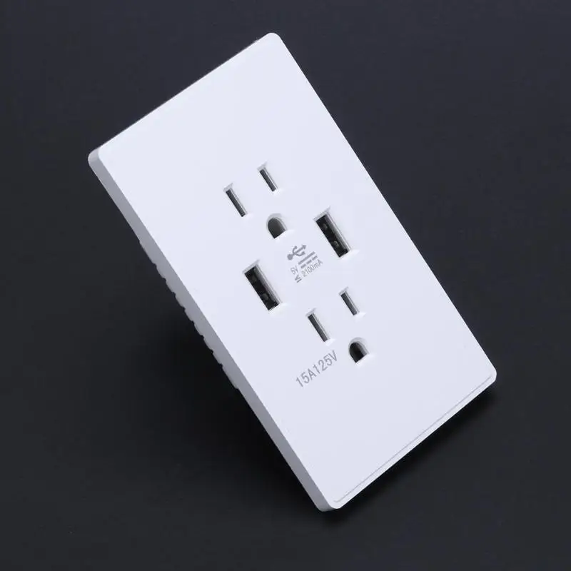 Dual USB порты и разъёмы розетки зарядное устройство 2.1A мощность панель выходных пластин станции США