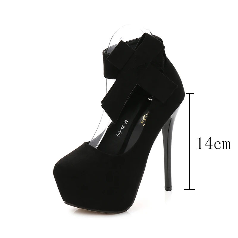 2019 platform high heels shoes woman bow wedding shoes 14 cm platform heels shoes stiletto bridal pumps women shoes #black
