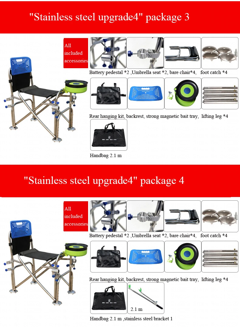 Складное рыболовное кресло, переносное с держателем для удочки, держатель для приманки, держатель для зонта и регулируемая спинка, шезлонг из нержавеющей стали