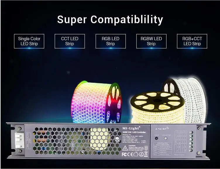 PX1 5 IN 1 LED Controller Milight 2.4G remoteRF/APP/alexa voice control 100W Built-in driver controller for DC24V led lamp light