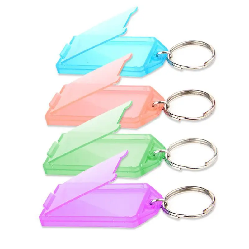 

20Pcs Tough Plastic Key Tags with Split Ring Label Window Assorted Colors