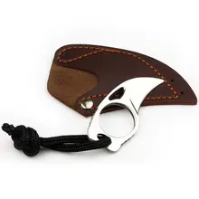 Mini MC Pocket-Herramienta de campamento al aire libre, caja de supervivencia Karambit con cortador de envoltura de cuero, cuchillo de garra portátil, abridor de paquetes abiertos