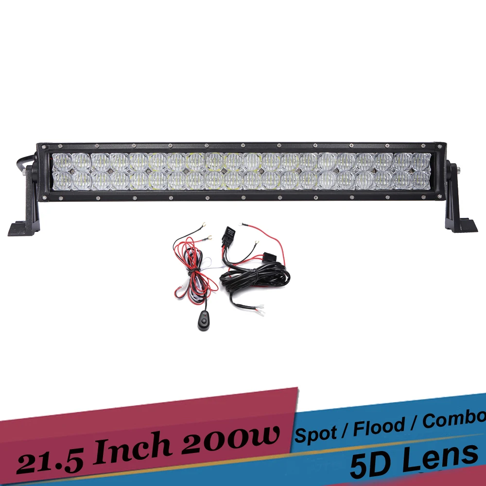 

200W LED Light Bar 21.5 Inch Offroad Driving Lamp 4x4 Bumper Work Light for Jeep JK Chevrolet Tahoe Truck Car SUV ATV Pickup LED