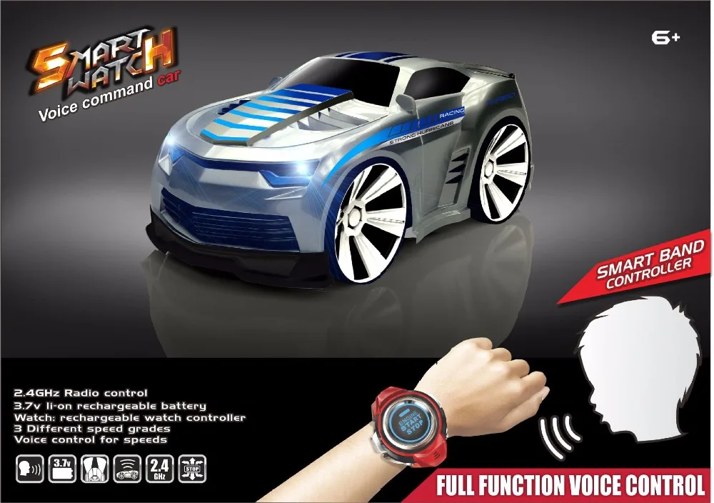 2017 New Voice Activated Remote Control RC Car with smart watch car toy voice control car toy with LED head light vs 48400 48500