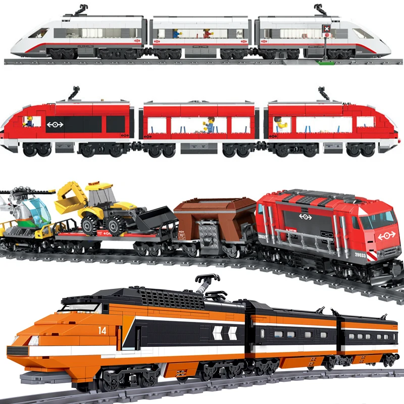 

Technic RC City electric motor passenger Train sets power function Remote Control Rail Building Blocks kid toy compatible legoed