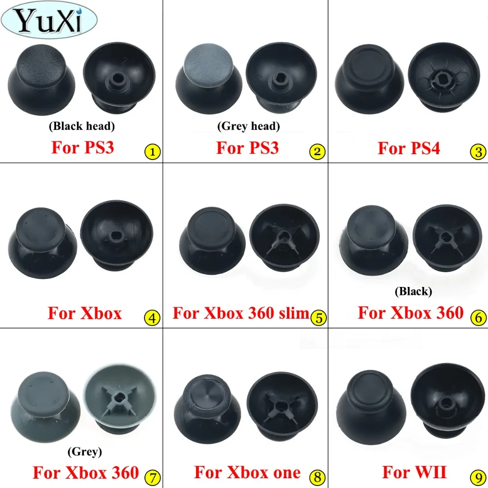 

YuXi 2pcs For XBOX 360/one Analog Joystick Thumbstick Cap For Sony PlayStation Dualshock 3/4 PS3 PS4 Pro for WII Controller