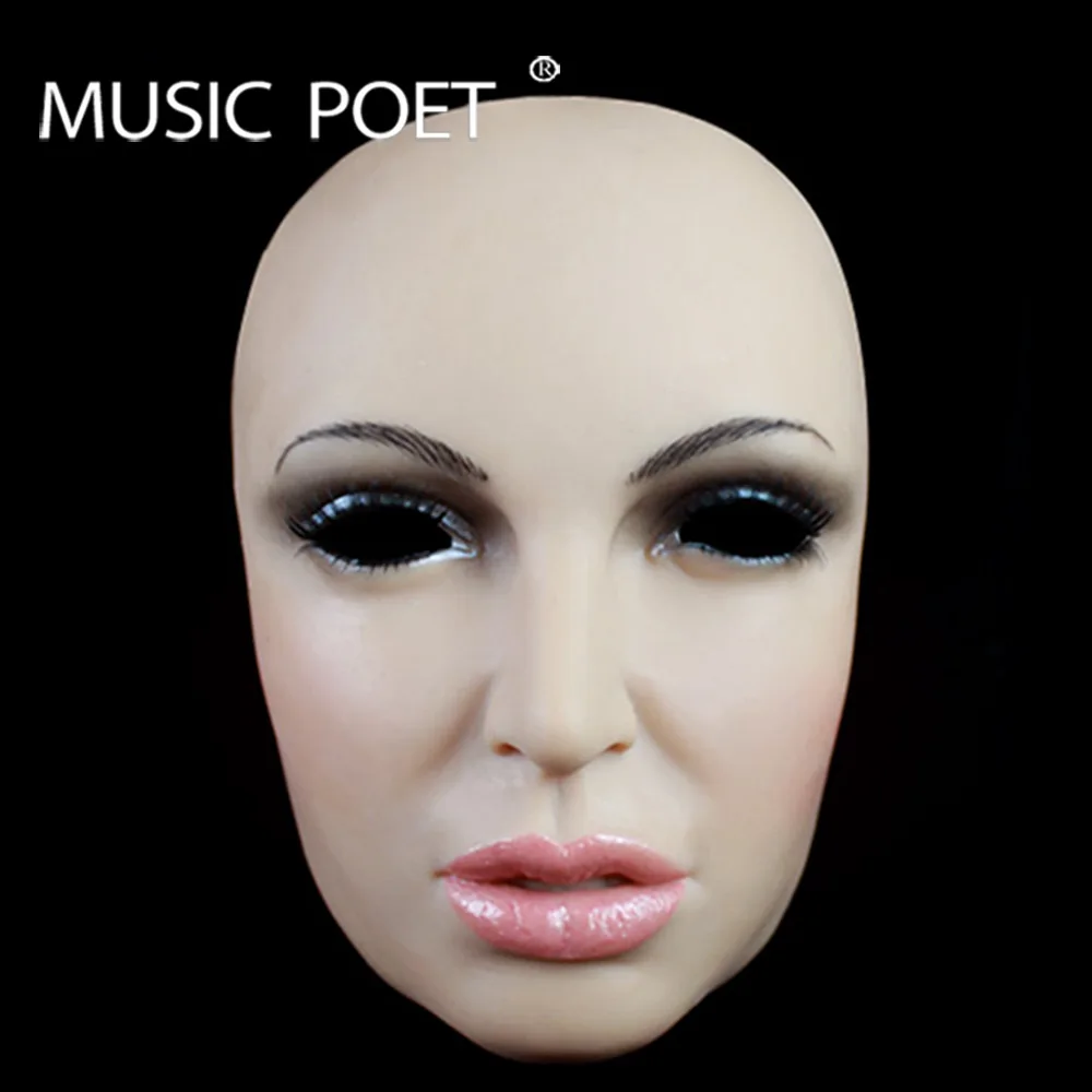 Masquerade Crossdresser Silicone Headwear Female Mask Realistic Halloween
