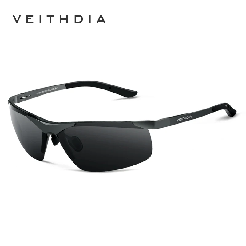 Goede VEITHDIA Brand Designer Alumunum mannen Gepolariseerde UV400 Spiegel Zonnebril Randloze Rechthoek Heren Zonnebril Eyewear Voor Mannen 6501