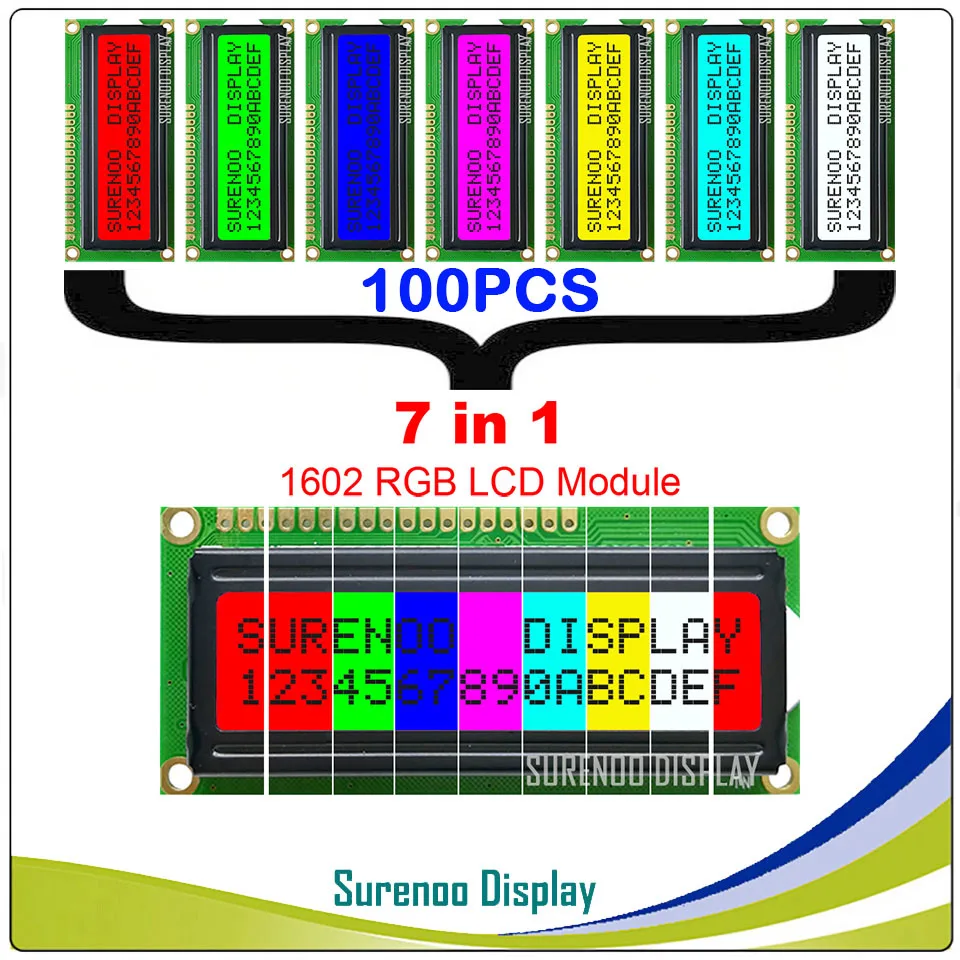 100 шт. X 162 16X2 1602 5 В характер ЖК-дисплей модуль Экран дисплея НОК FSTN положительный с 7 цветов RGB подсветка (черный на RGB)