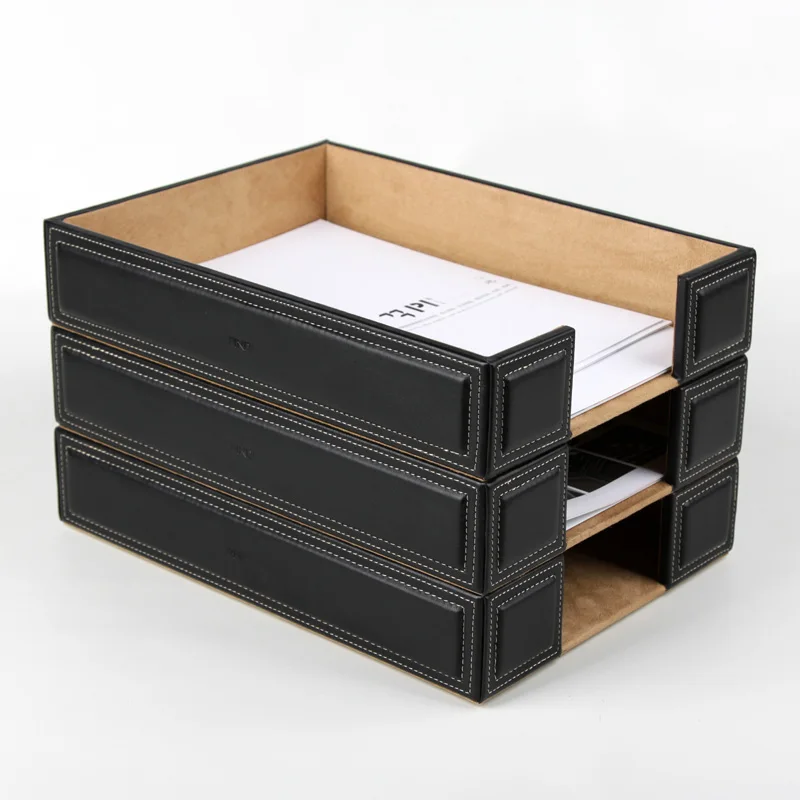 

a4 leather wooden office desk file document tray magazine paper box table organizer documents tray office paper desk organizer