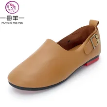 MUYANG MIE MIE Women Shoes Woman Genuine Leather Soft Comfortable Loafers Female Casual Flat Shoes Women Flats
