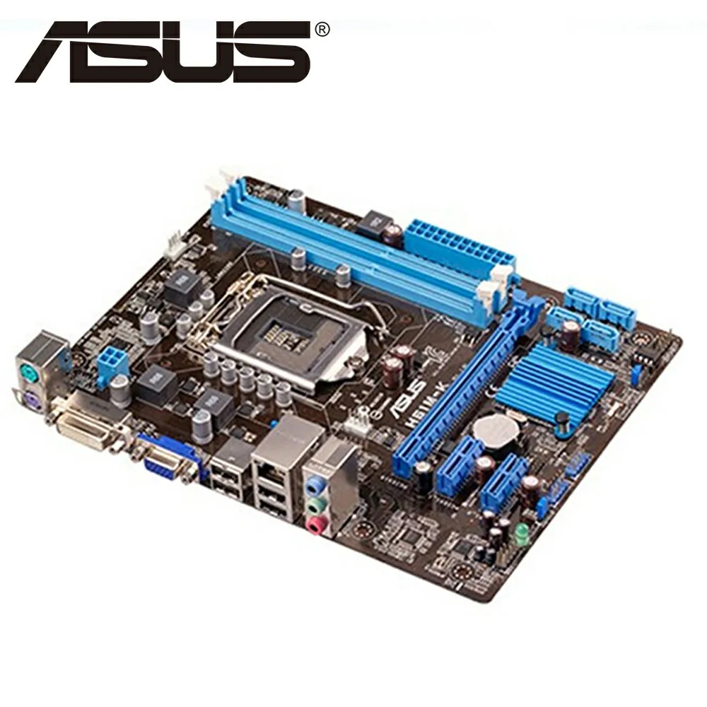Asus H61M-K рабочего Материнская плата H61 разъем LGA 1155 i3 i5 i7 DDR3 16 ГБ Микро-ATX UEFI BIOS используется платы на продажу