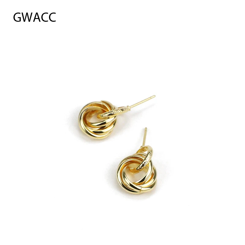 

GWACC Small Circle Stud Earrings For Women Korean Double Circle Design Minimalist INS Original Gold Color Fashion Jewelry