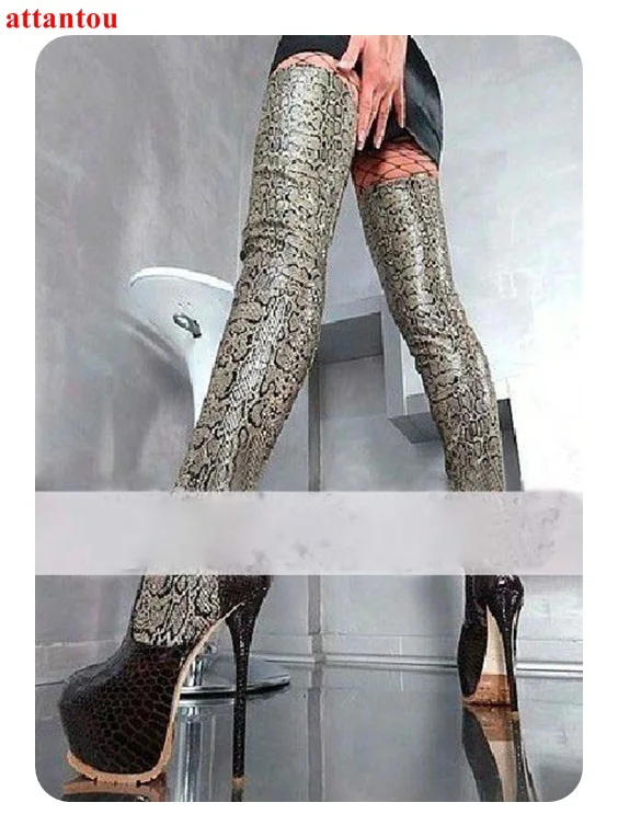 over the knee snakeskin