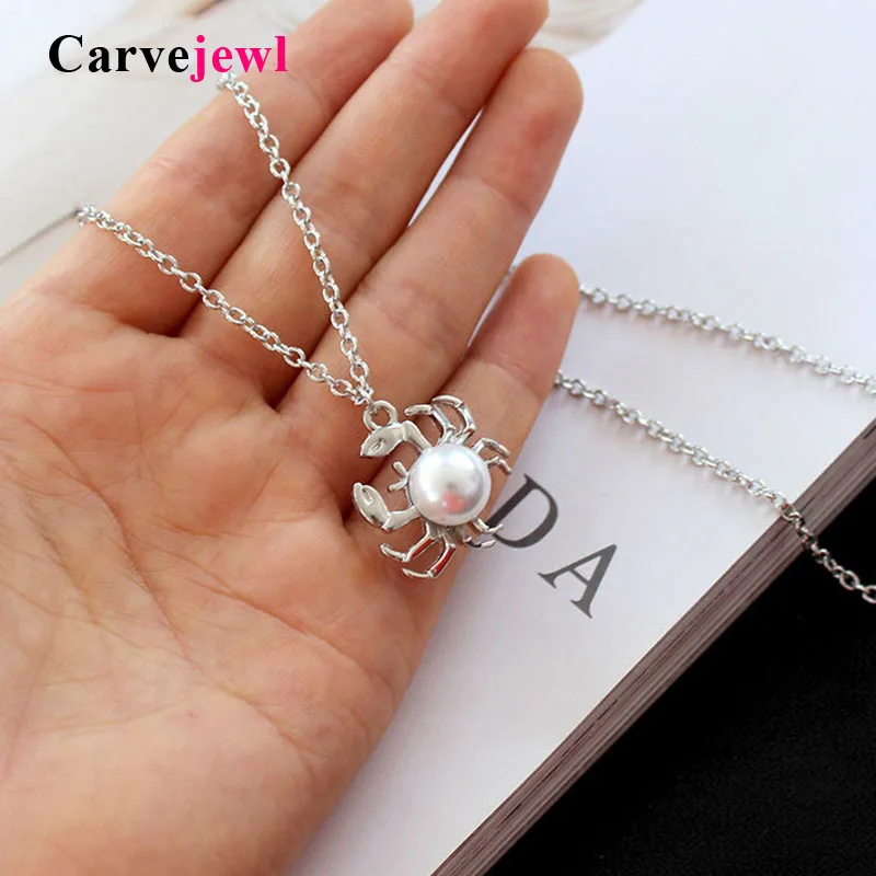 

Carvejewl 2019 Crab short Necklace Pendant Chain Collar Cancer Zodiac Cute Ocean Animal Necklaces for Women Jewelry Girls Bijoux