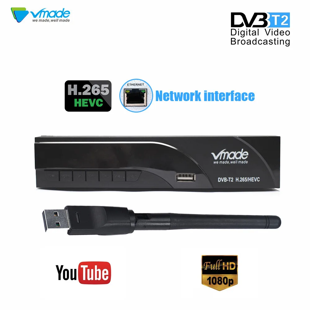 

DVB-T2 K6 DVB-T H.265 HEVC Digital HD Terrestrial TV Receiver Supports Dolby Youtube DVB T2 TV Tuner Box With RJ45 LAN +USB WIFI