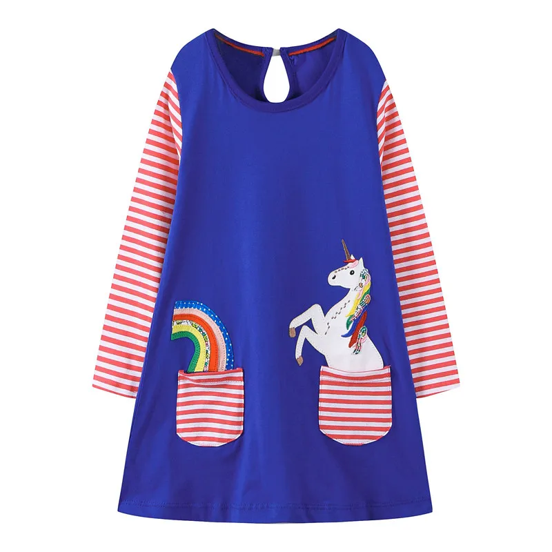 Vidmid для девочек; платье с аппликацией, платье с длинным рукавом для девочек, детское рождественское платье радужной расцветки Детские праздничные платья Одежда для маленьких девочек с рисунком пингвина - Цвет: as photo