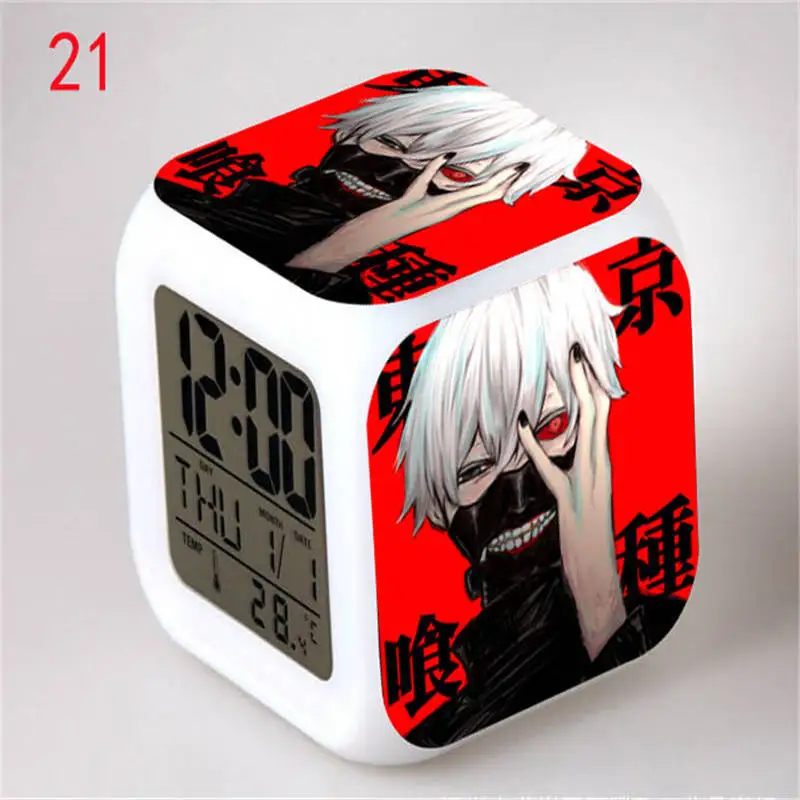 

Tokyo Ghoul Cartoon Digital Colors LED Glowing Desktop Alarm Temperature Display Despertador Digital Infantile Cartoon Toy