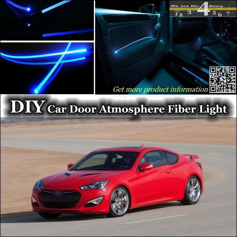 

interior Ambient Light Tuning Atmosphere Fiber Optic Band Lights For Hyundai Genesis Coupe Inside Door Panel illumination Refit