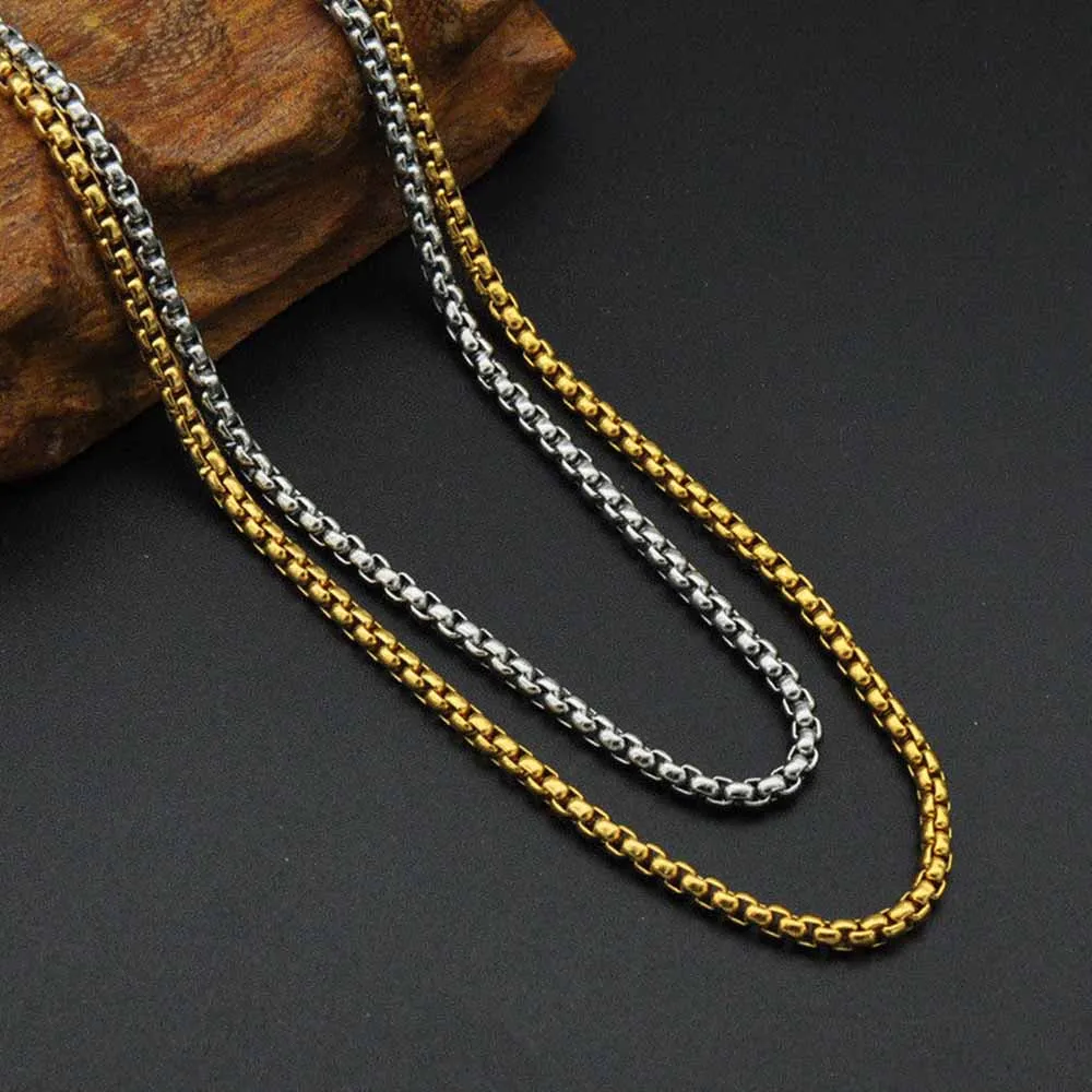

Simple Stainless Steel Chain Necklace Hip Hop Rock Necklace Silver Gold Black Metal Torque Party Jewelry Gift