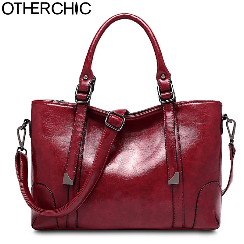 OTHERCHIC Women Fashion Tote Bags All match Crossbody Bags Wax Leather