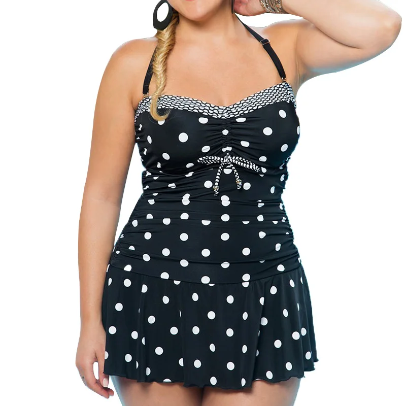 Plus Size S 5XL Bikini Women Dot Bathing Suit Large Size Two Piece