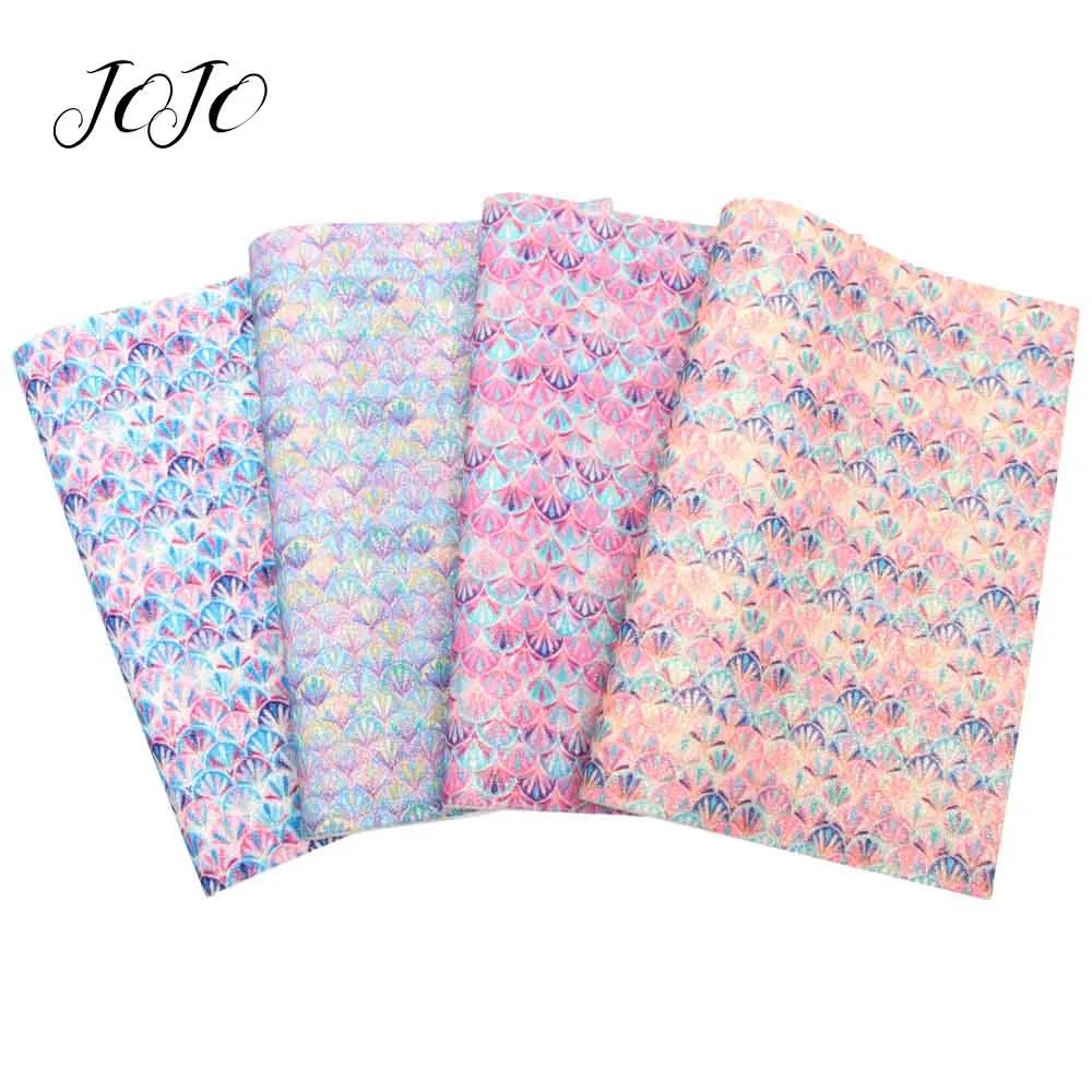 

JOJO BOWS 22*30cm Thin Glitter Synthetic Leather Fabric For Crafts Fish Scale Sheets For Needlework DIY Hair Bows Garment Sewing