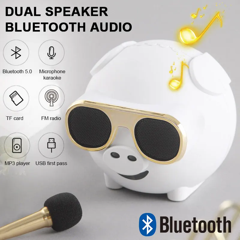 

M60 Pig Shape Wireless Bluetooth Singing Speaker With Microphone For Karaoke portable sound box bluetooth column