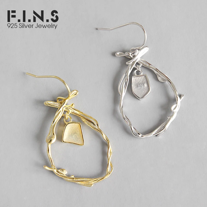

F.I.N.S Asymmetrical 925 Sterling Silver Earrings Woman Personality Unusual Earrings Enamel Geometric Drop Earings Fine Jewelry