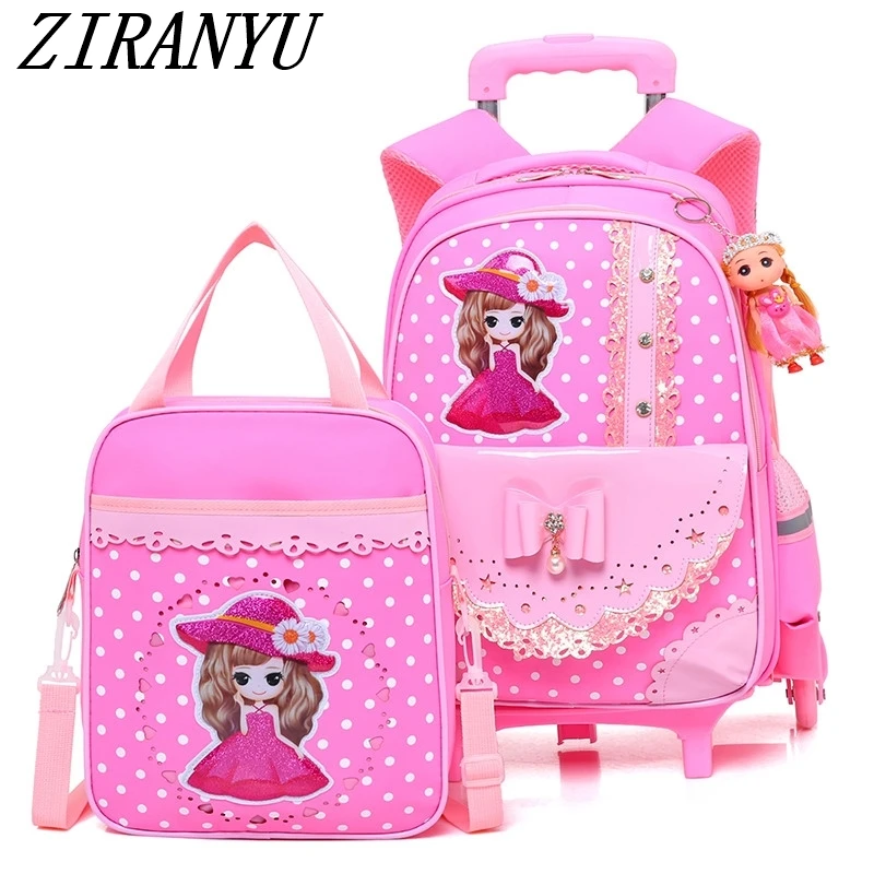 

Children Trolley School Bag Backpack Wheeled School Bag For Grils Kids 2/6 Wheels Schoolbag Student Backpacks Bags