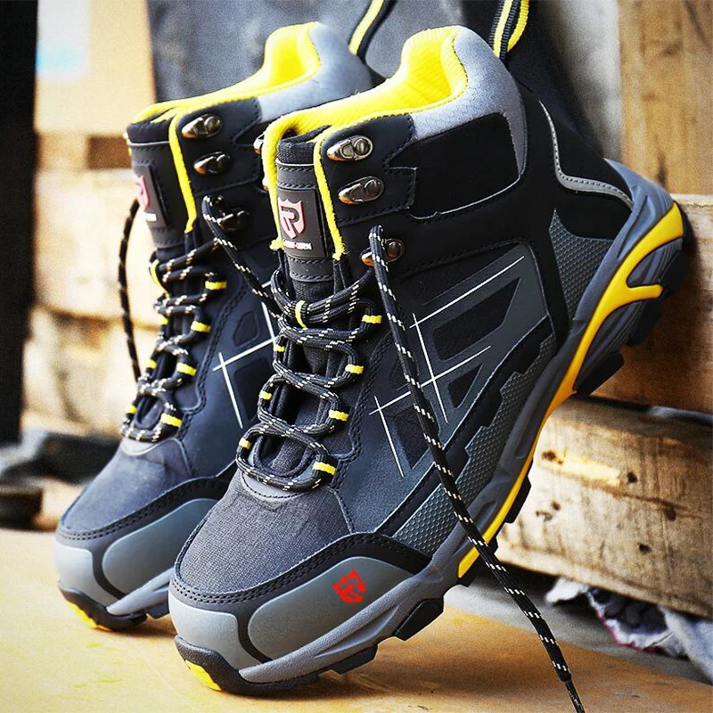 

LARNMERN Stylish Mens Steel Toe Cap Work Shoes Anti-puncture Outdoor Construction Protective Boots Anti-static