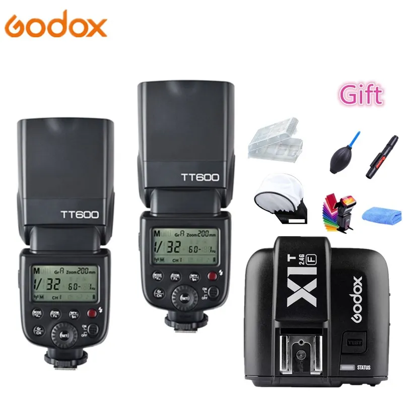 

2x Godox TT600 2.4G Wireless X System Camera Flash Speedlite + X1T-F Transmitter for FUJI Fujifilm Fuji X-M1 X-A3 X-E2