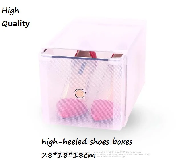 Bestseller 4pcs lot Optional Transparent Plastic High heeled Shoe Box Stackable Foldable Storage Drawer Box Organizer