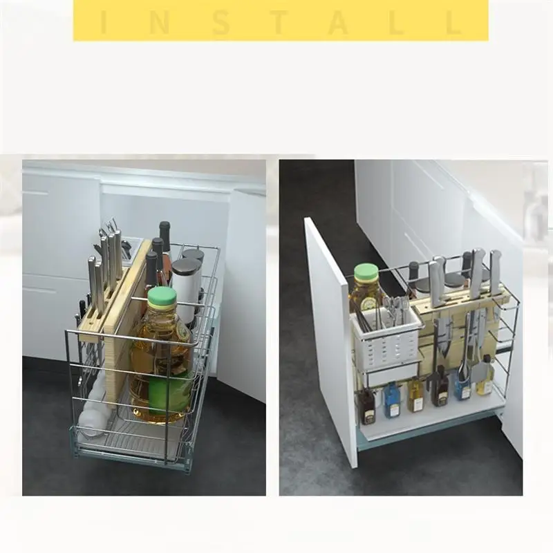 En La Ducha Armario De Despensa Gabinete Органайзер из нержавеющей стали Cozinha Cocina кухонный шкаф Cestas Para Organizar Basket