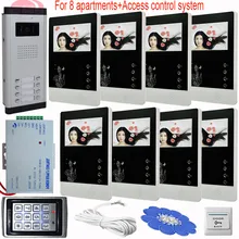 4.3Inch Video Intercom Doorphone IR Night Vision Camera Monitor Kit For Home Security 8 Apartments Keypad Access Control System