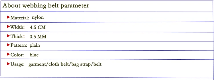 Высокого качества Плотная нейлоновая лента лямки 45 мм ширина 0.5 мм толщина синий цвет