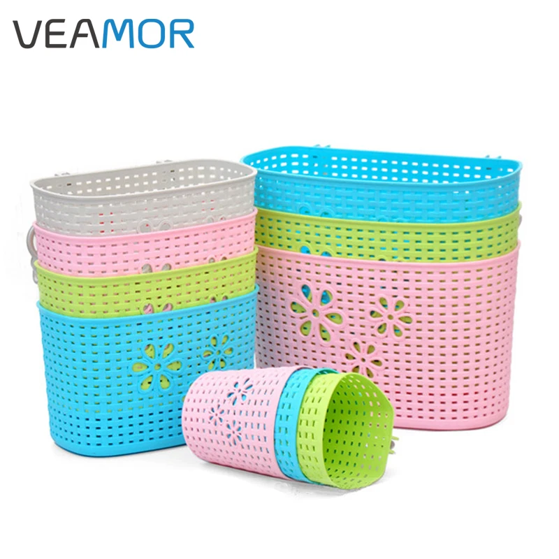 

VEAMOR Storage Box Drying Bags Kitchen Storage Big packaging barrel Handmade storing Box Cans Plastic Storage Rack with Hook