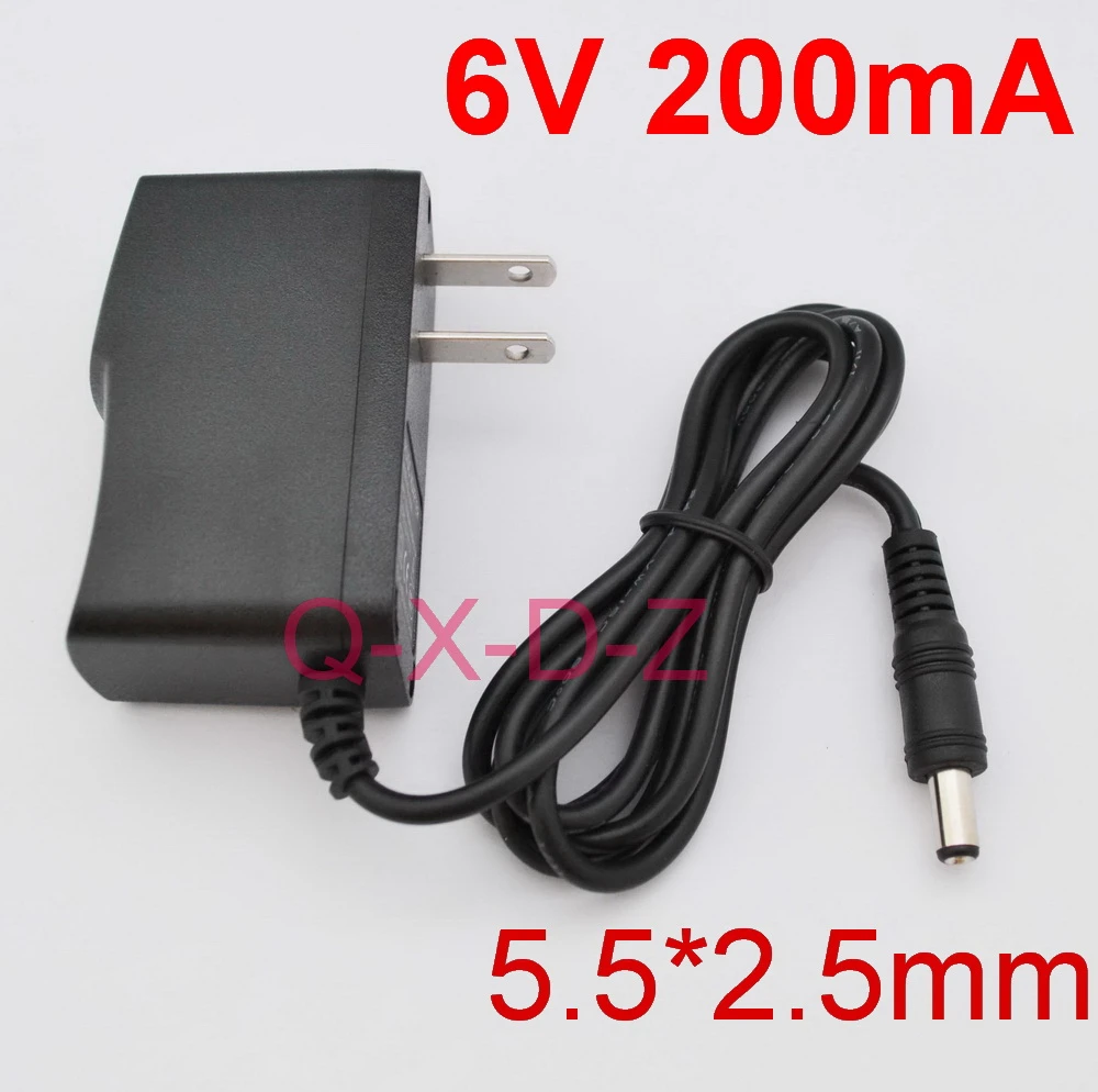AC Converter Adapter DC 6V 200mA Power Supply Charger US plug 5.5mm x 2.1mm 0.2A
