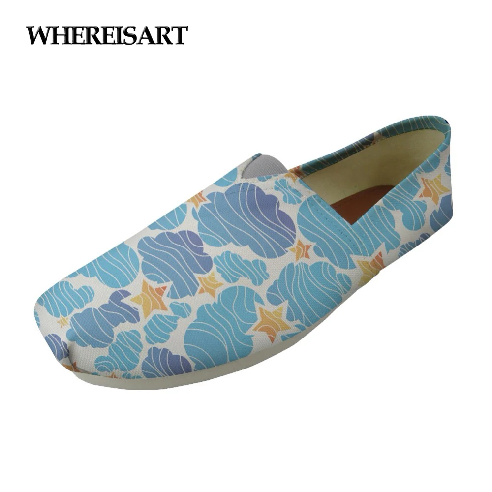 

WHEREISART Blue Sea Animal Print Casual Women Flats Shoes Cute Dolphin Light Weight Women's Loafers Canvas Comfort Shoes Woman