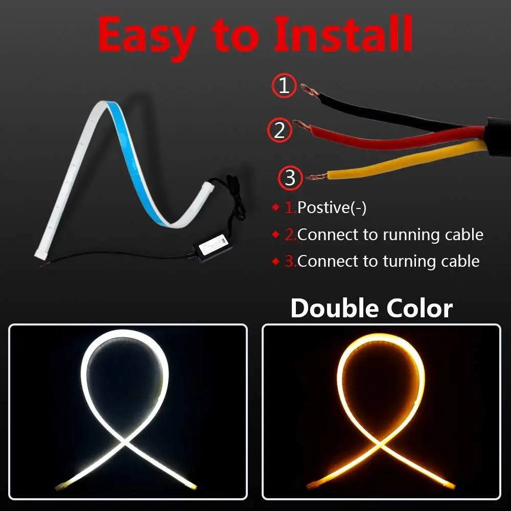 2 Pcs Ultrathin Car LED Strip Lights DRL Daytime Running Light Dual Color Flexible LED Turn Signal Angel Eyes Lamp Car Styling 2 Pcs Ultrathin Car LED Strip Lights DRL Daytime Running Light Dual Color Flexible LED Turn Signal Angel Eyes Lamp Car Styling