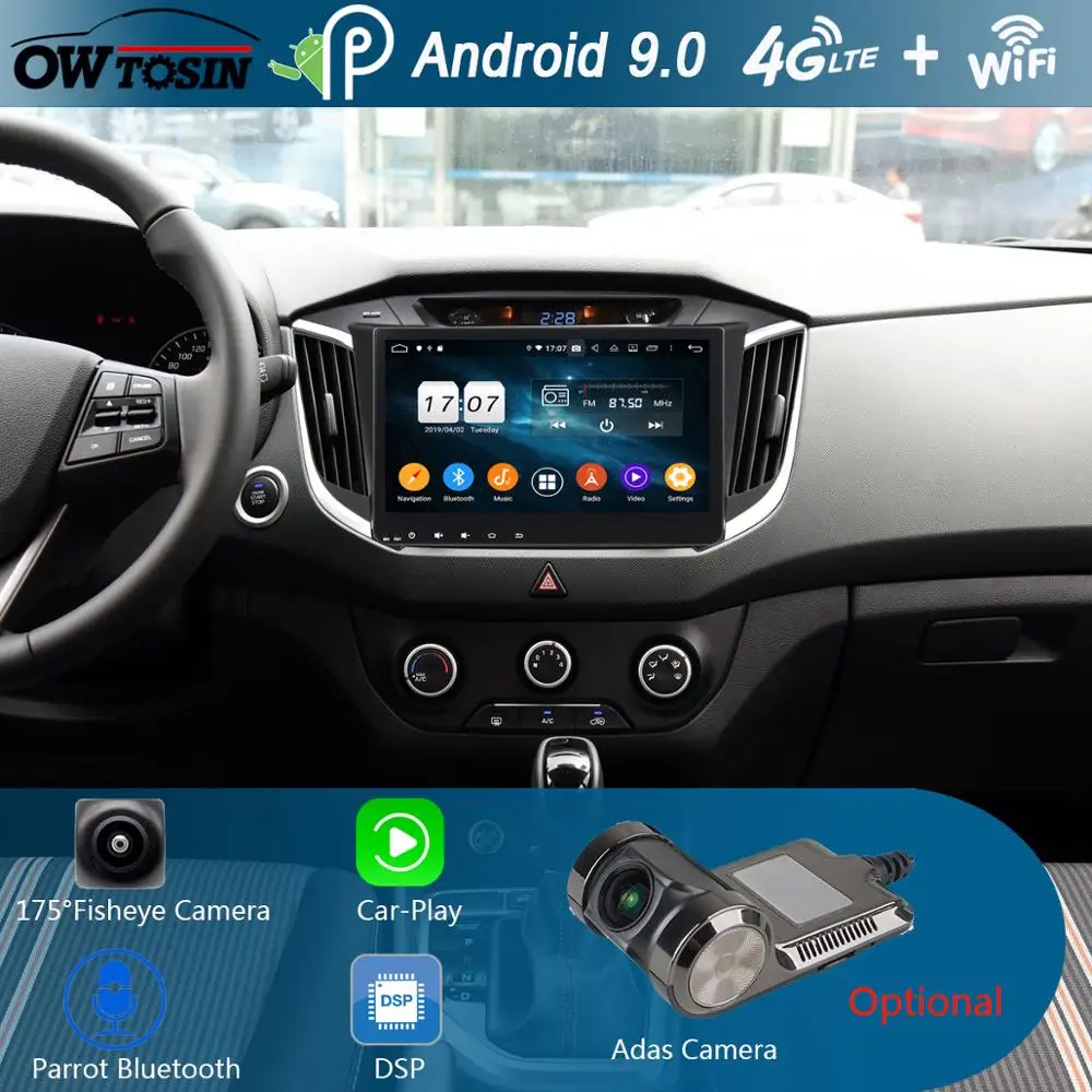 

10.1" IPS Android 9.0 8Core 4G+64G Car Multimedia Player For Hyundai ix25 Creta 2014-2017 GPS Radio Stereo DSP CarPlay Parrot BT