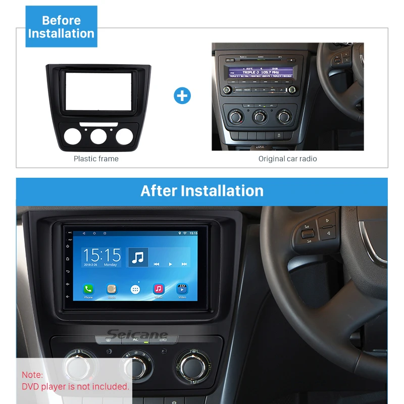 Seicane двойной Din рамка Установка в приборной панели автомобиля gps Радио пластиковая панель для Skoda Yeti с ручным AC OEM стиль рамки