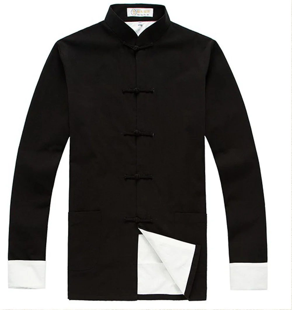Мужская куртка Кунг-фу, чистый хлопок, костюм Тан, куртки с длинными рукавами, китайский костюм, грубая ткань, пальто
