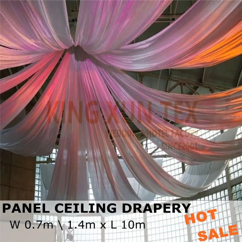 

10pcs Luxury Roof Drapery Fabric Ceiling Drape Canopy Drapes For Wedding Event Decoration