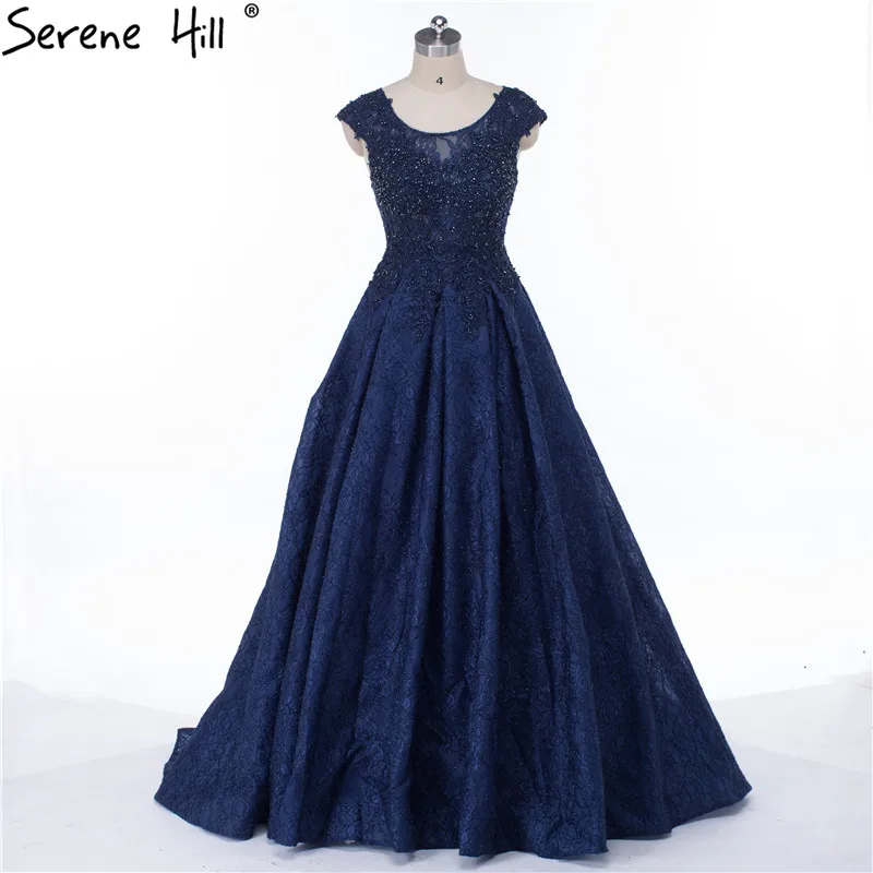 

Robe De Soiree Navy Blue Evening Dresses 2019 Beaded Lace Formal Dress Party Gown Real Photos Arabic Vestido De Festa BLA6372