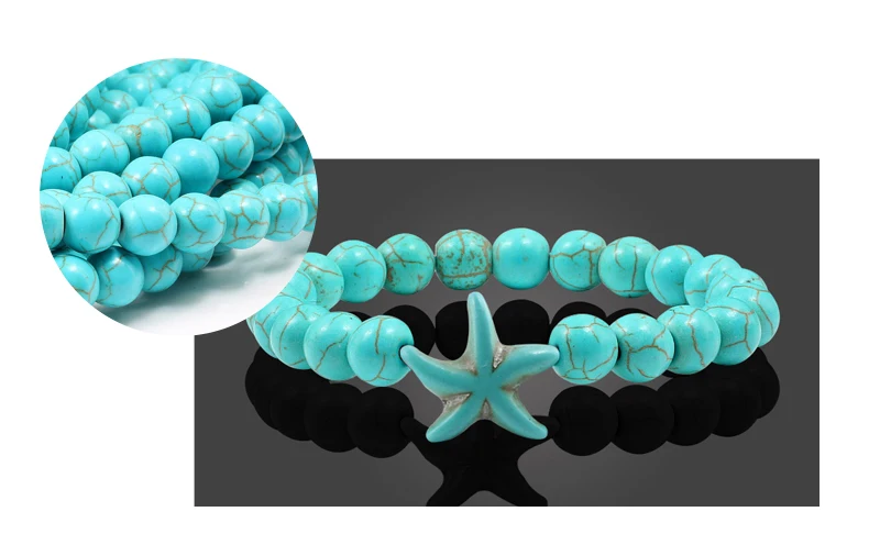 Винтажные браслеты из натурального камня синяя зеленая бирюза для женщин мужчин модные пляжные звезды украшения особого дизайна летний браслет в стиле бохо