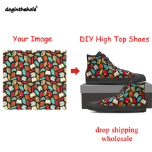 Doginthehole оформите свой логотип изображения женские мужские прогулочные туфли уличные высокие парусиновые туфли черные удобные zapatillas mujer