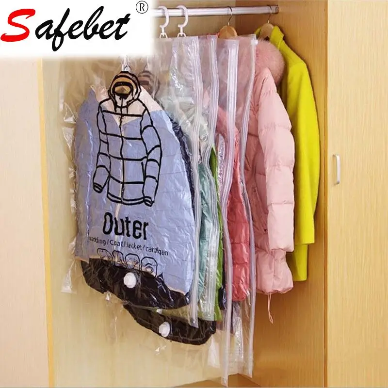 Hanging Transparent Vacuum Bag For Clothes large Clean PVC Foldable Garment Storage Pouch