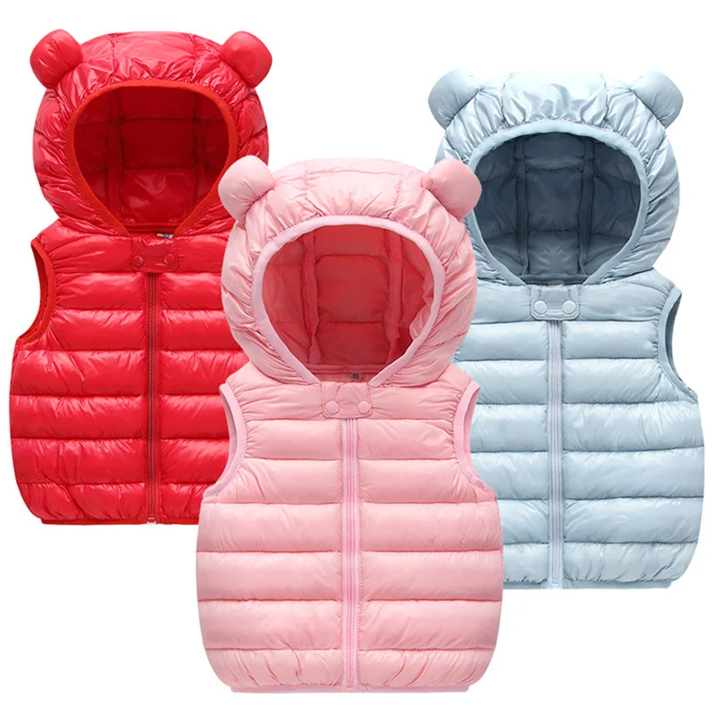 

2019 Girls Boys Hooded Vests Children's Cotton Warm Vest Autumn Winter Baby Girl Boy Waistcoat Outerwear Clothing Kids Clothes